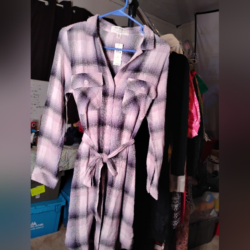 NWT!! Anthropologie Lavender Plaid Midi Dress
